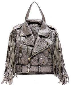 Motorcycle Jacket Fringe Backpack LY0422 DARK SILVER